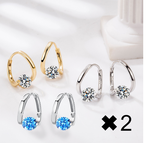 🔥Classic Sparkling Zircon Huggie Earrings | Minimalist Luxury Geometric Hoop Earrings for Women