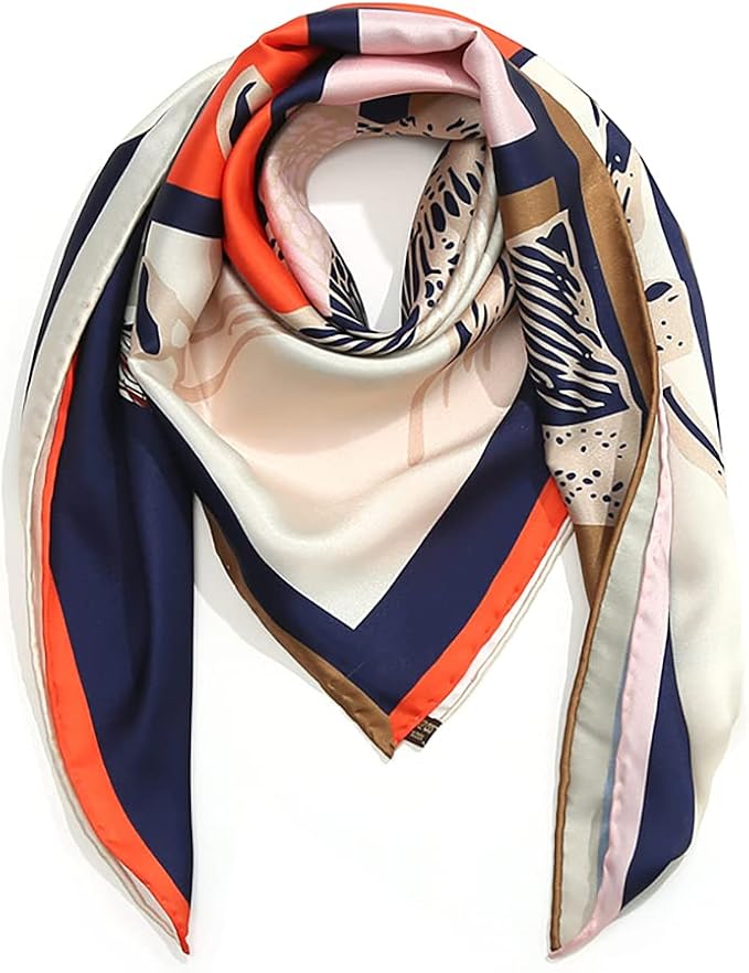 100% Pure Mulberry Silk Scarf 35'' Large Square Lightweight Headscarf –Women’s Hair Wraps-With Gift Packed