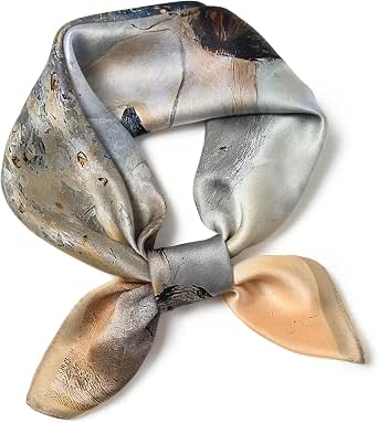 100% Mulberry Silk Scarf - 25.6" Square Neckerchief & Headscarf Gift Packed