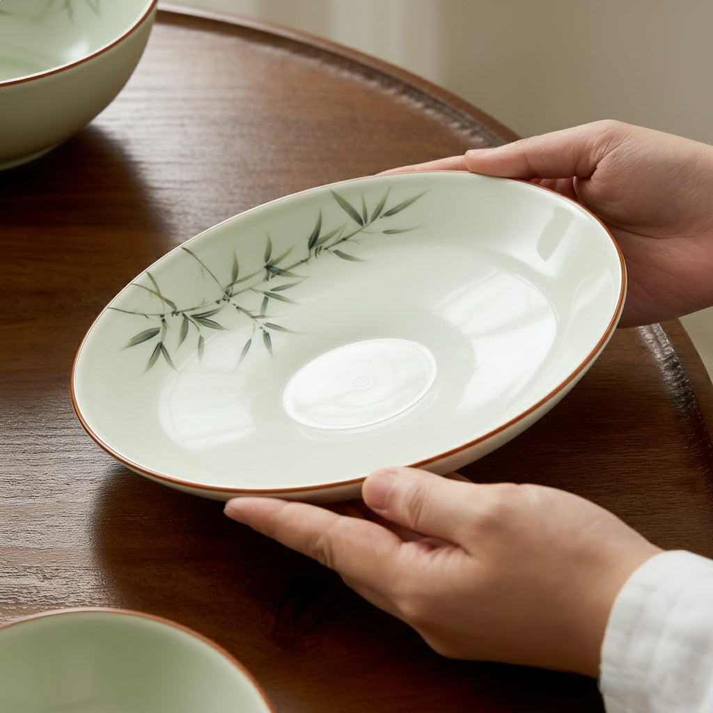 Hand-Painted Ink Bamboo Artisan Ceramic Tableware
