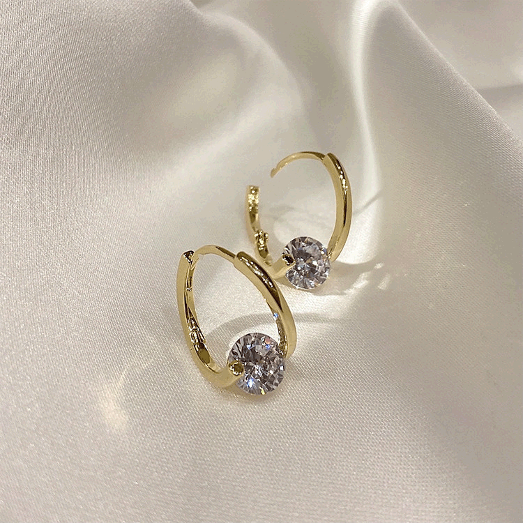 Sparkling Solitaire Zircon Huggie Earrings