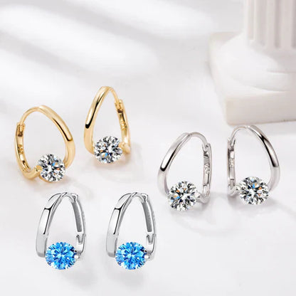 🔥Classic Sparkling Zircon Huggie Earrings | Minimalist Luxury Geometric Hoop Earrings for Women