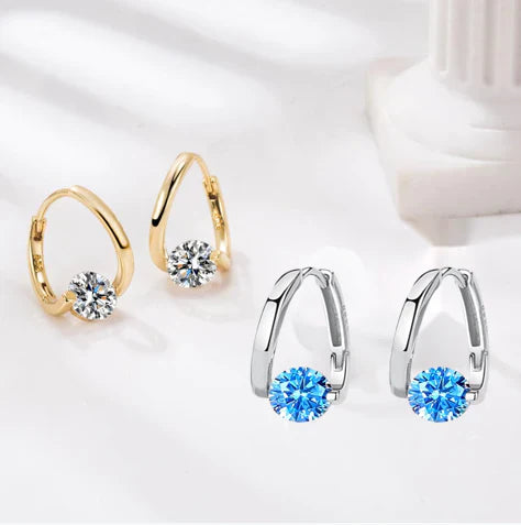 🔥Classic Sparkling Zircon Huggie Earrings | Minimalist Luxury Geometric Hoop Earrings for Women