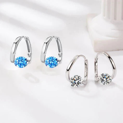 🔥Classic Sparkling Zircon Huggie Earrings | Minimalist Luxury Geometric Hoop Earrings for Women