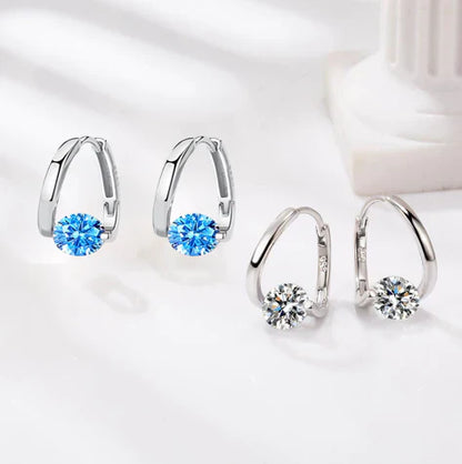 🔥Classic Sparkling Zircon Huggie Earrings | Minimalist Luxury Geometric Hoop Earrings for Women