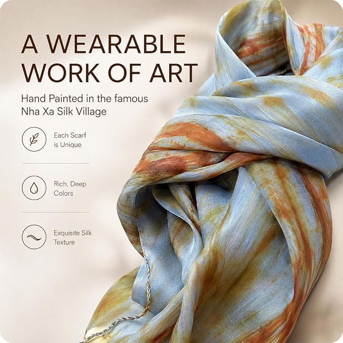 100% Pure Silk Scarf Woman's Scarves Shawl Wrap Hand Painted Silk Scarf