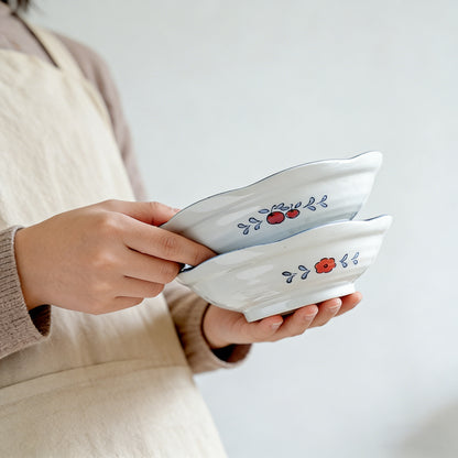 Hand-Painted Ceramic Shallow Bowl