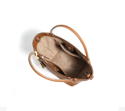 Spring Collection Genuine Leather Bucket Bag - Versatile Crossbody Tote