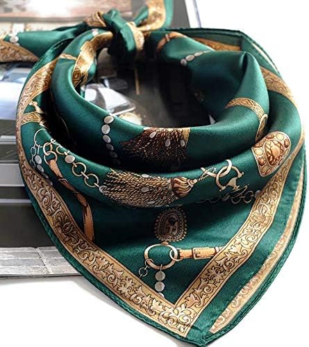 100% Small Square Pure Mulberry Silk Scarf -21'' x 21''- Lightweight Neckerchief -Digital Printed Solid Color Headscarf
