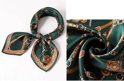 100% Small Square Pure Mulberry Silk Scarf -21'' x 21''- Lightweight Neckerchief -Digital Printed Solid Color Headscarf