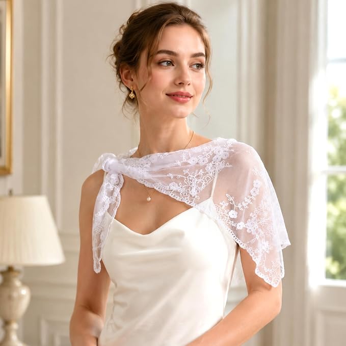 Lace Triangle Mantilla Veil Floral Lace Head Scarf for Wedding Church