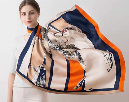 100% Pure Mulberry Silk Scarf 35'' Large Square Lightweight Headscarf –Women’s Hair Wraps-With Gift Packed