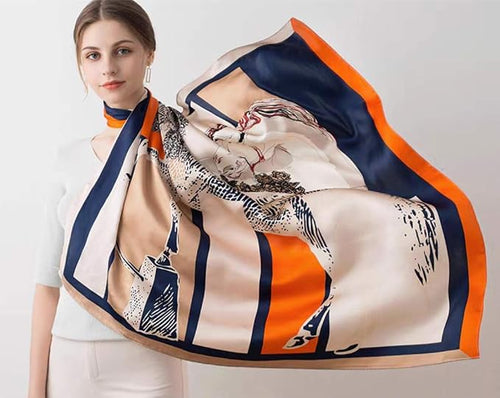 100% Pure Mulberry Silk Scarf 35'' Large Square Lightweight Headscarf –Women’s Hair Wraps-With Gift Packed