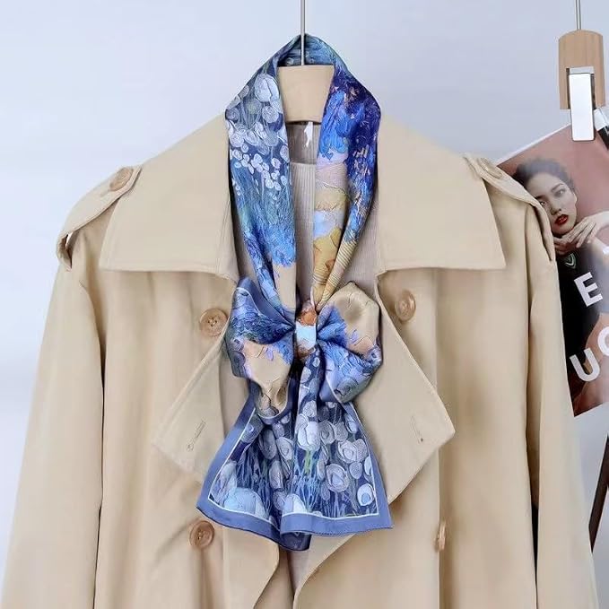 100% Silk Scarf for Women 59 * 6.3 Long Shawls for Headscarf and Neck- Oblong Hair Wraps with Gift Packed