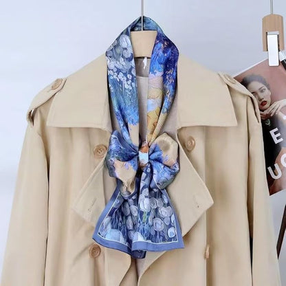 100% Silk Scarf for Women 59 * 6.3 Long Shawls for Headscarf and Neck- Oblong Hair Wraps with Gift Packed