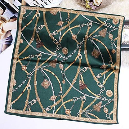 100% Small Square Pure Mulberry Silk Scarf -21'' x 21''- Lightweight Neckerchief -Digital Printed Solid Color Headscarf