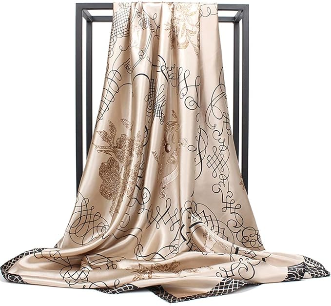 100% Pure Mulberry Silk Scarf 35'' Large Square Lightweight Headscarf Womens Hair Wraps-With Gift Packed