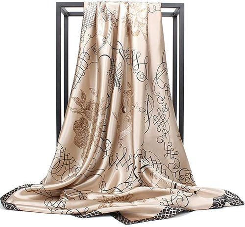 100% Pure Mulberry Silk Scarf 35'' Large Square Lightweight Headscarf Womens Hair Wraps-With Gift Packed