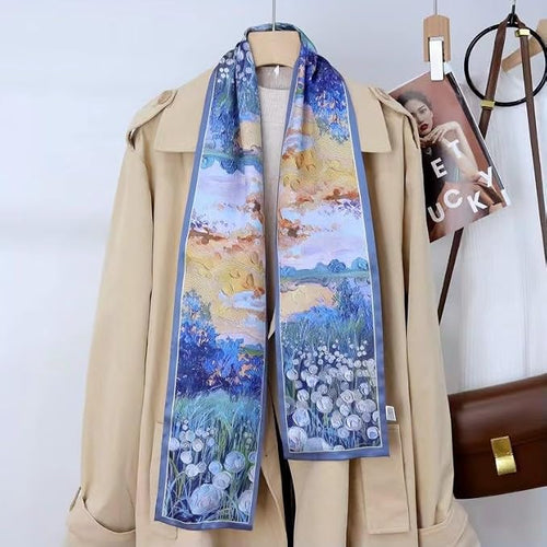 100% Silk Scarf for Women 59 * 6.3 Long Shawls for Headscarf and Neck- Oblong Hair Wraps with Gift Packed