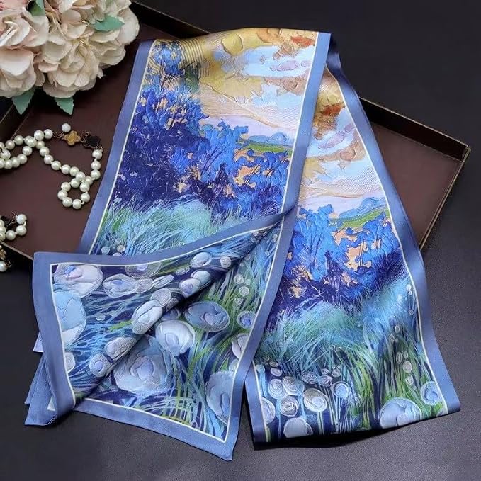 100% Silk Scarf for Women 59 * 6.3 Long Shawls for Headscarf and Neck- Oblong Hair Wraps with Gift Packed