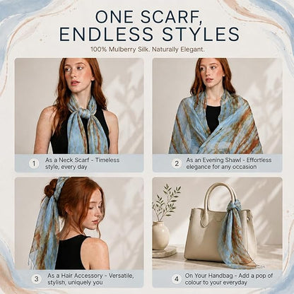 100% Pure Silk Scarf Woman's Scarves Shawl Wrap Hand Painted Silk Scarf