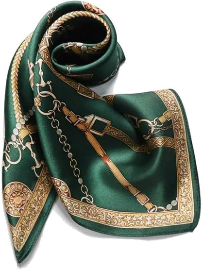 100% Small Square Pure Mulberry Silk Scarf -21'' x 21''- Lightweight Neckerchief -Digital Printed Solid Color Headscarf