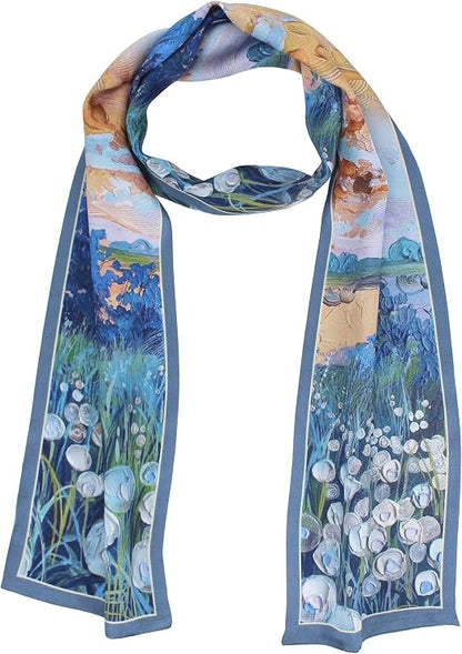 100% Silk Scarf for Women 59 * 6.3 Long Shawls for Headscarf and Neck- Oblong Hair Wraps with Gift Packed