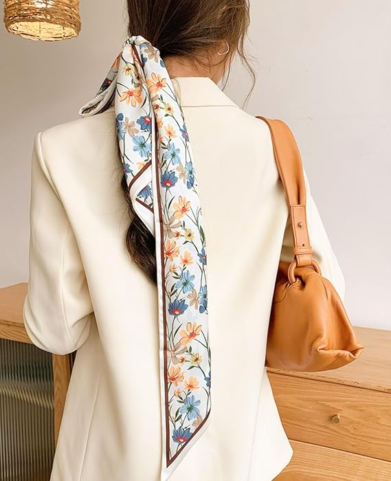 Head Scarf Hair Neck Scarves For Women Purse Bag Scarfs For Handbags Silky Long Thin Satin Headscarf Fashion