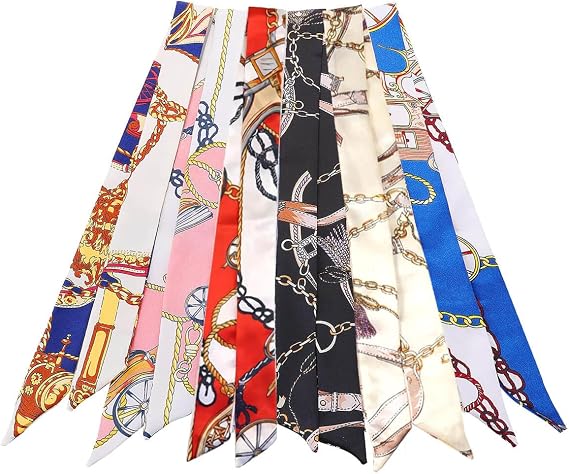 6 Pack Scarf Bags for Women - Narrow Scarf Hair & Neck Scarves - Fashion Gifts