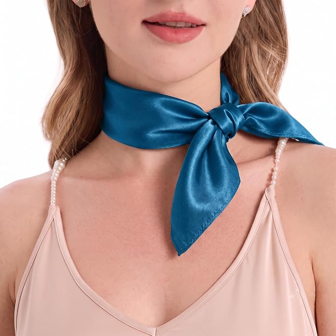 100% Mulberry Silk Scarf for Women 21" Square Neckerchief Lightweight Hair Bandana & Headscarf