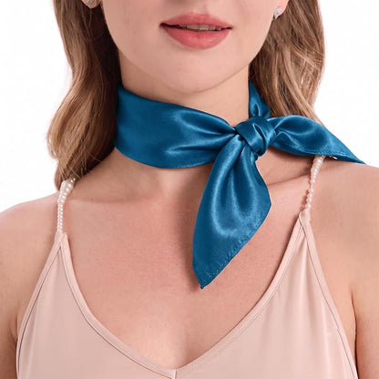100% Mulberry Silk Scarf for Women 21" Square Neckerchief Lightweight Hair Bandana & Headscarf