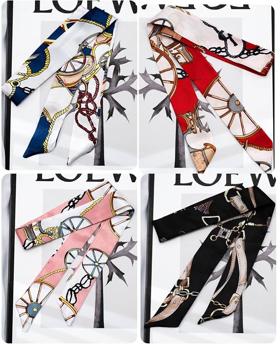 6 Pack Scarf Bags for Women - Narrow Scarf Hair & Neck Scarves - Fashion Gifts