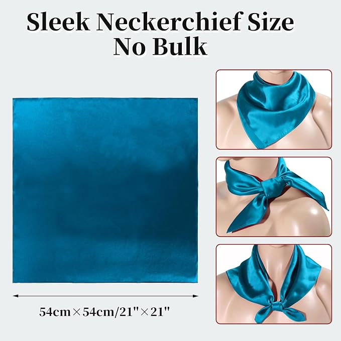 100% Mulberry Silk Scarf for Women 21" Square Neckerchief Lightweight Hair Bandana & Headscarf