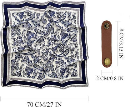 Square Scarf for Men Silk Feel Neck Scarf Satin Bandana Neckerchief Head Scarves Fashion Gifts for Men Formal Casual Business