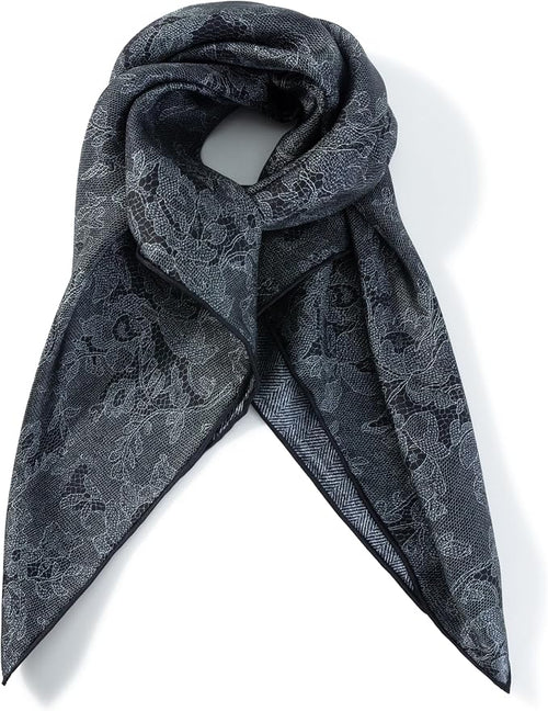 100% Mulberry Silk Twill Scarf,Geometric Pattern Headscarf Shawl and Neck,Artistic Scarf Gift for Women Girls
