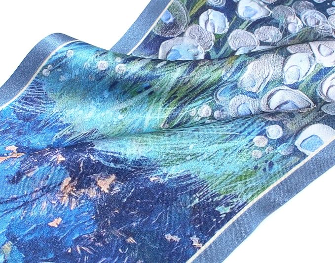 100% Silk Scarf for Women 59 * 6.3 Long Shawls for Headscarf and Neck- Oblong Hair Wraps with Gift Packed