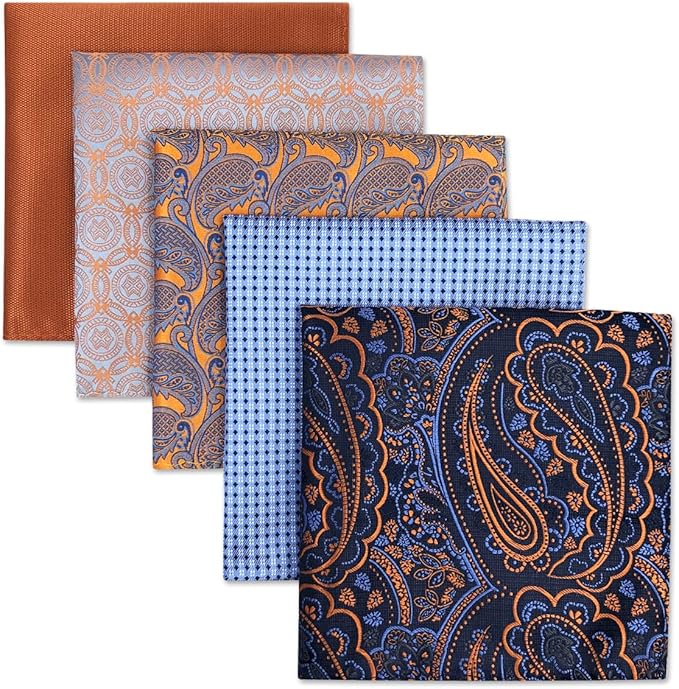 5 Assorted Handkerchiefs for Men Square Size One Size