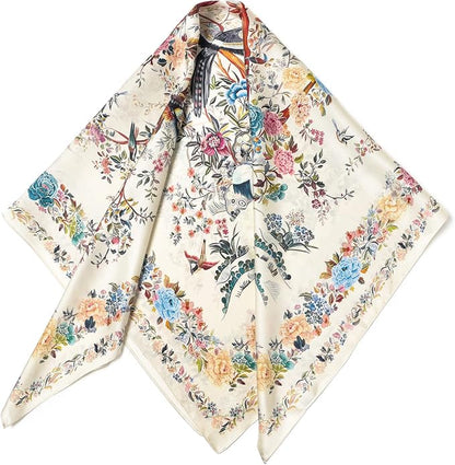 100% Pure Mulberry Silk Scarf 35" Large Square Lightweight Headscarf –Women’s Hair Wraps The shawl-With Gift Packed