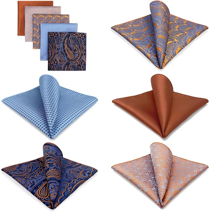 5 Assorted Handkerchiefs for Men Square Size One Size