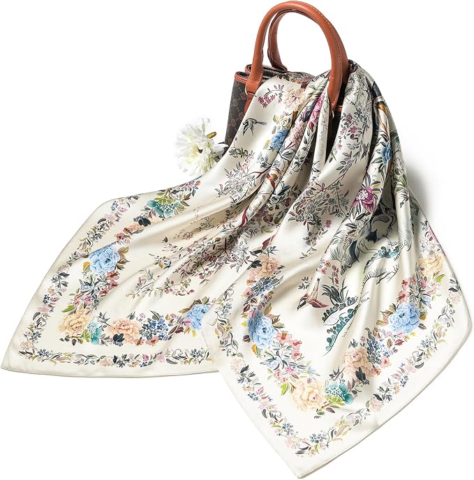 100% Pure Mulberry Silk Scarf 35" Large Square Lightweight Headscarf –Women’s Hair Wraps The shawl-With Gift Packed