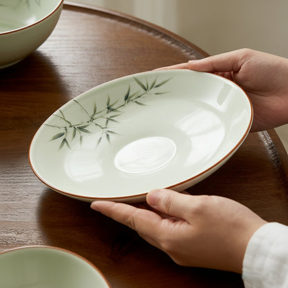 Hand-Painted Ink Bamboo Artisan Ceramic Tableware