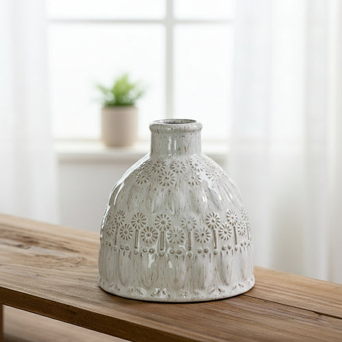 Artisan Roman Relief Embossed Ceramic Vase
