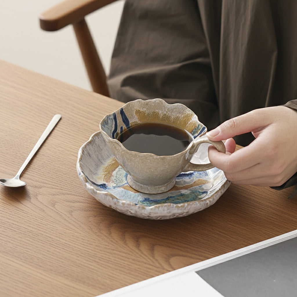 Retro Hand-Glazed Irregular Ceramic Coffee Set
