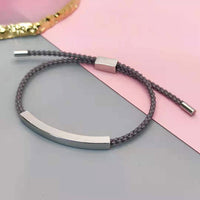 Steel Engraved Plate + Gray Rope