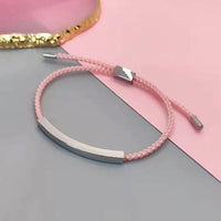 Steel Engraved Plate + Light Pink Rope