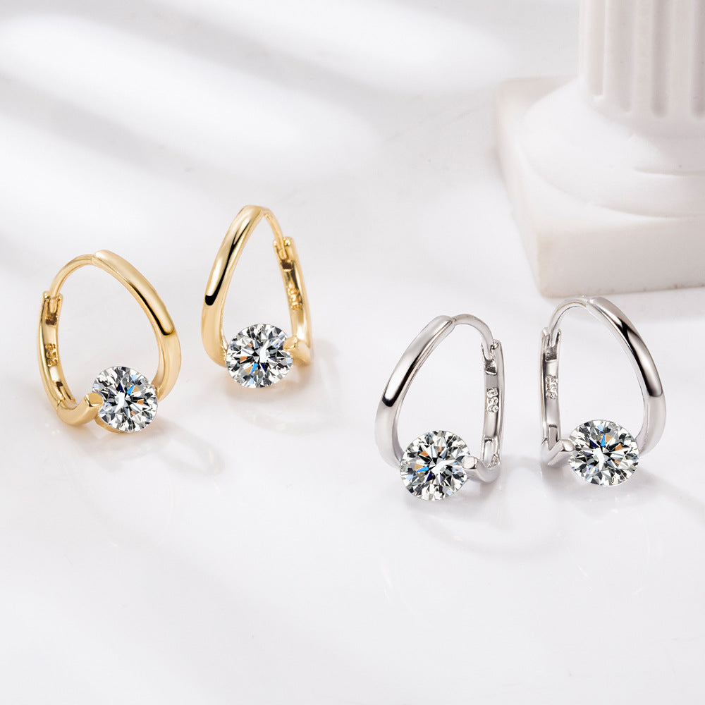 🔥Classic Sparkling Zircon Huggie Earrings | Minimalist Luxury Geometric Hoop Earrings for Women