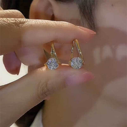 Sparkling Solitaire Zircon Huggie Earrings