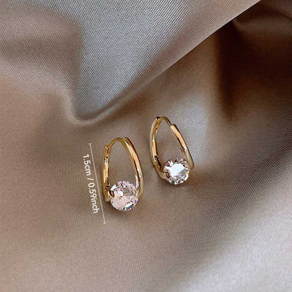 Sparkling Solitaire Zircon Huggie Earrings