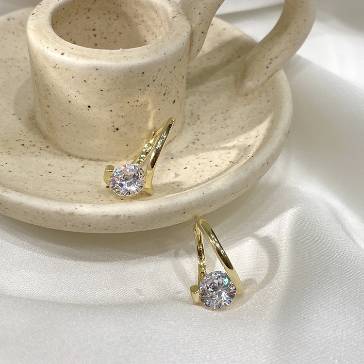 🔥Classic Sparkling Zircon Huggie Earrings | Minimalist Luxury Geometric Hoop Earrings for Women