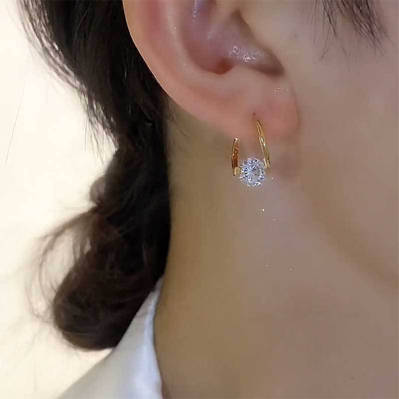 Sparkling Solitaire Zircon Huggie Earrings